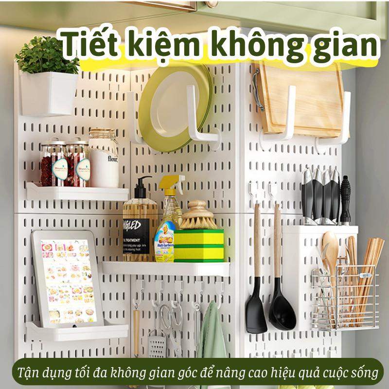 Kệ bếp bảng lỗ dán tường IKEA MAMA bảng pegboard setup vật dụng gọn gàng kệ dày dặn chịu tải tốt vệ sinh dễ dàng 1