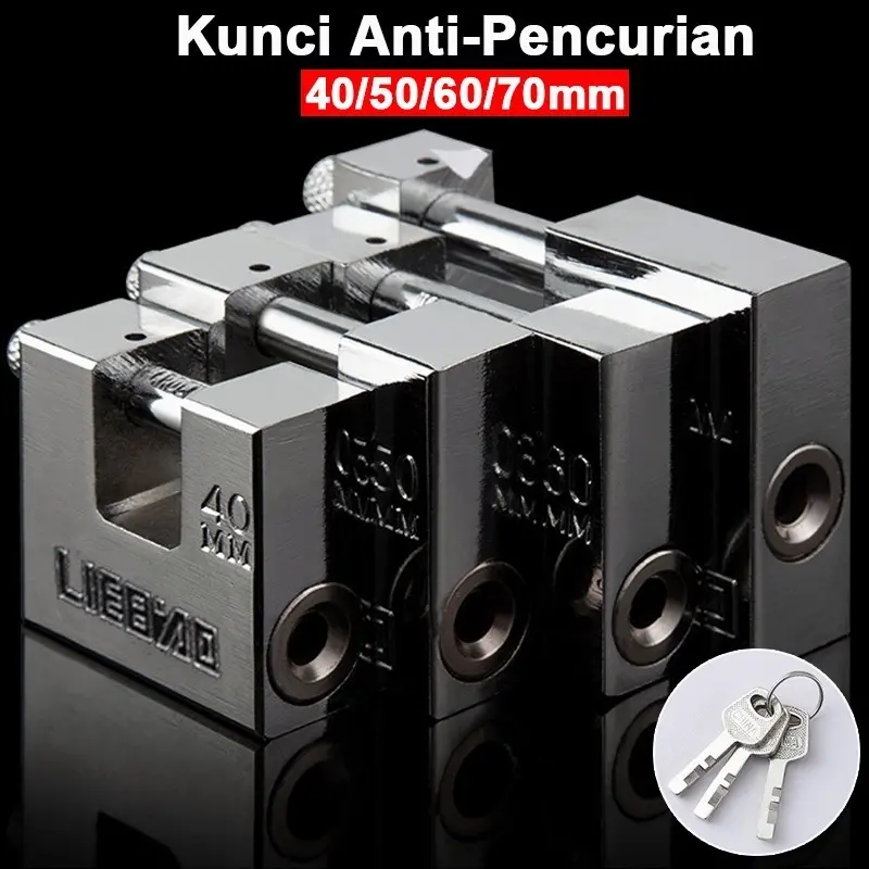 Kunci Gembok Panser Anti Karat 40/50/60mm Anti Maling Anti Potong Jumbo Berat 1 Kilo Rumah Toko Gudang Gerbang dengan 3 Kunci Baja Tahan Karat kunci  kulkas