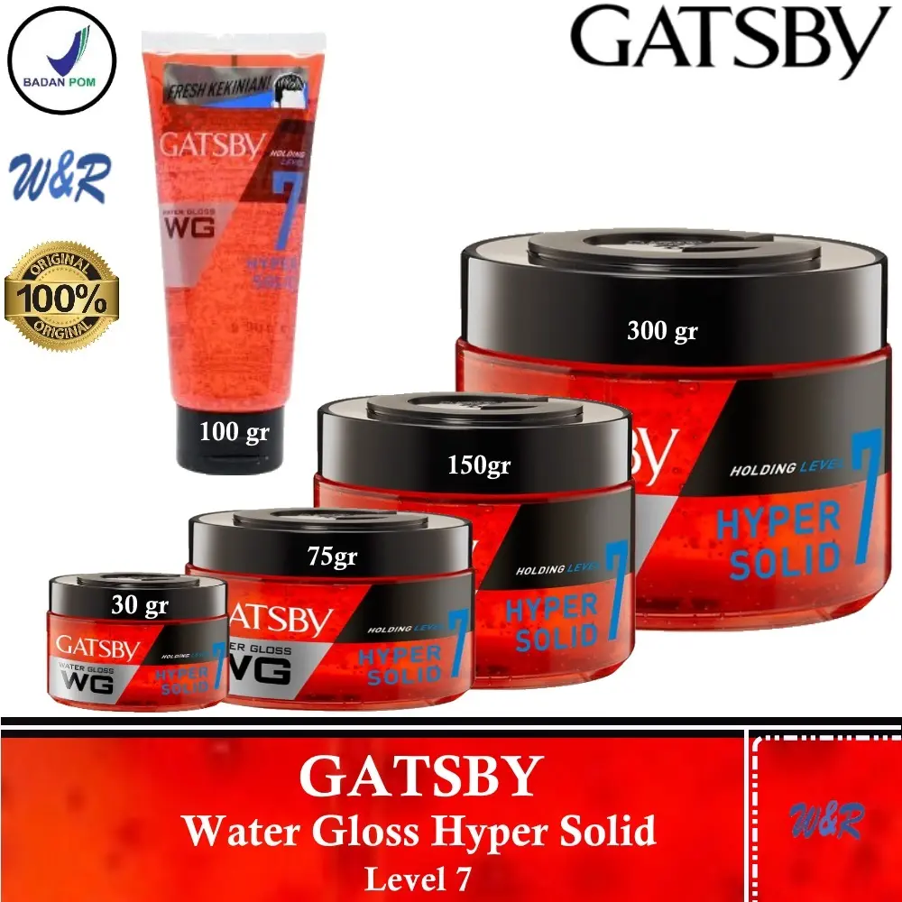 Gatsby Water Gloss HYPER SOLID (30gr/75gr/100grTUBE/150gr/300gr) minyak rambut Pomade