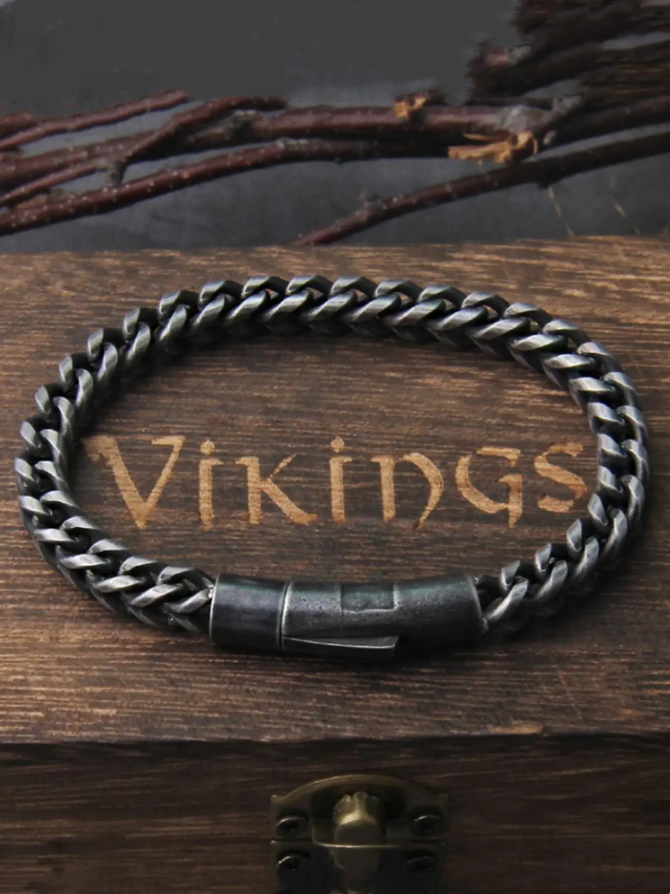 Men's Vintage Chain Bracelet, Accessories for Men, Punk Style Stainless Steel Jewelry for Party, Daily Clothing Decor, Trendy All-match & Exquisite Jewelry for Birthday Gift