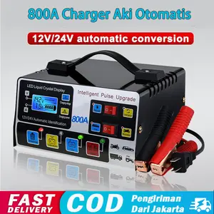 12v 24v Charger Aki Mobil Motor Truck Kapal Elektrik Otomatis 800AH/1000AH/1200AH  400W Lead Acid Smart Battery Charger