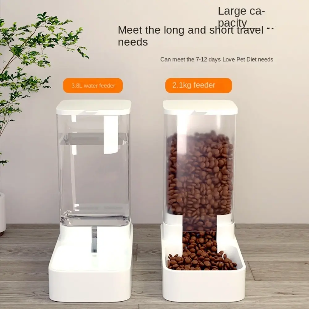 New Large Capacity Automatic Dog Cat Feeding Transparent Dispenser Container Pet Food Storage Puppy Kitten Accessories