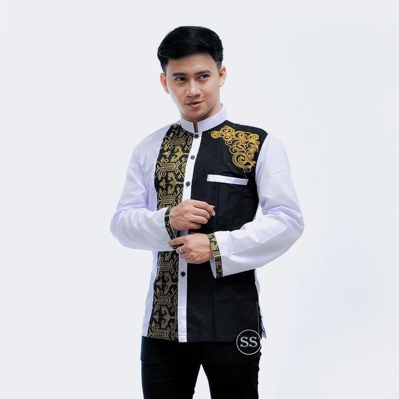 Baju Koko Syar'i Dewasa Lengan Panjang Terbaru Bordir Kain Muslim Pria Kombinasi 2