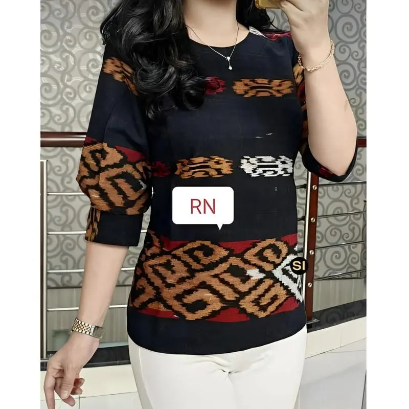 atasan blouse baju kantor/ baju wanita/ tenun motif etnik atta ethnik Katun 5