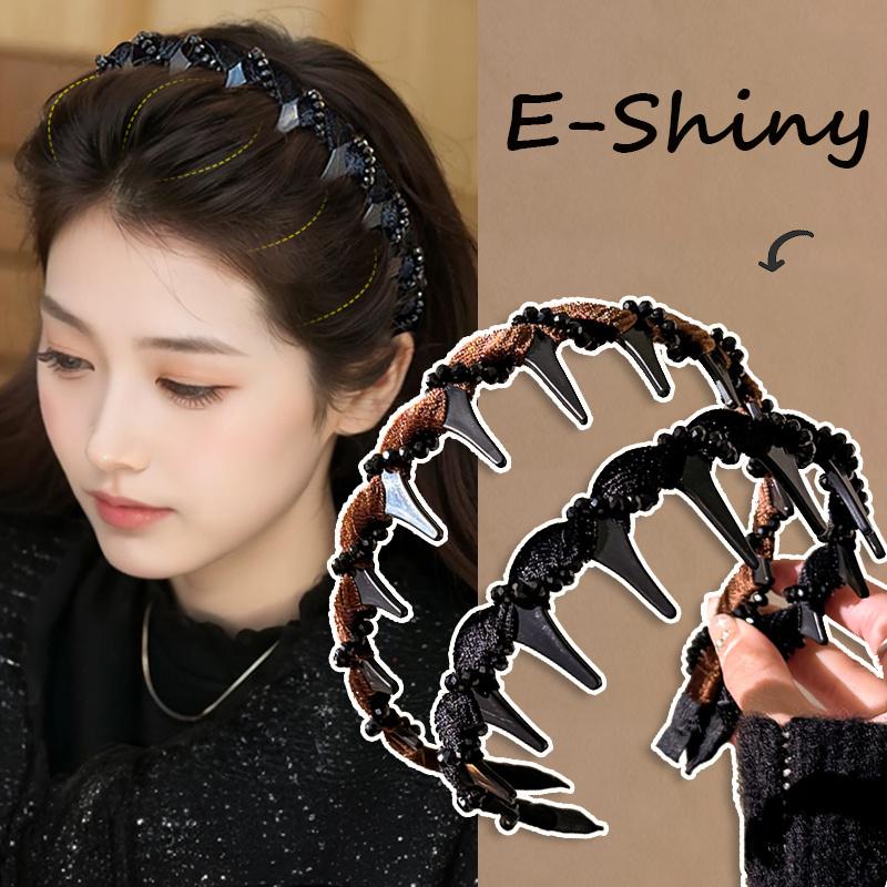 Băng Đô Tóc, Dệt Kim Nhung, Hạt Gợn Sóng, Dành Cho Bé Gái Và Phụ Nữ, Kiểu Răng Hợp Xu hướng Chống Trượt, Phụ Kiện Bờm Tóc, 1 Chiếc