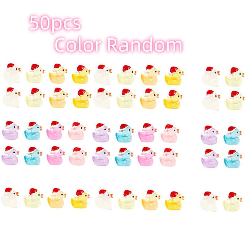 Mini Cartoon Duck Decorative Ornament, 20pcs/50pcs Luminous Duck Decoration, DIY Handmade Resin Accessories, Micro Landscape Decoration, Fish & Aquatic Supplies, Christmas Gift 8