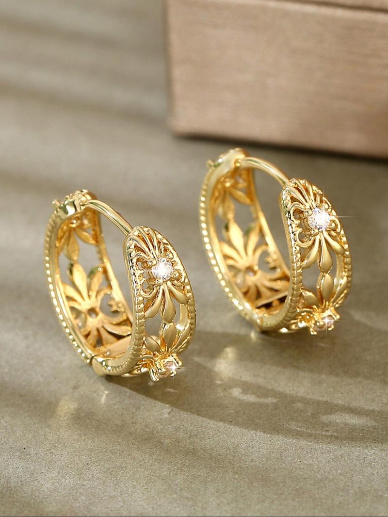 Product Introduction of Vintage Star & Moon Decor Hoop Earrings for Women, Funky Unique Accessories, Fashionable Rhinestone Decorated Earrings, Trendy All-match & Exquisite Jewelry for Birthday Gift 6