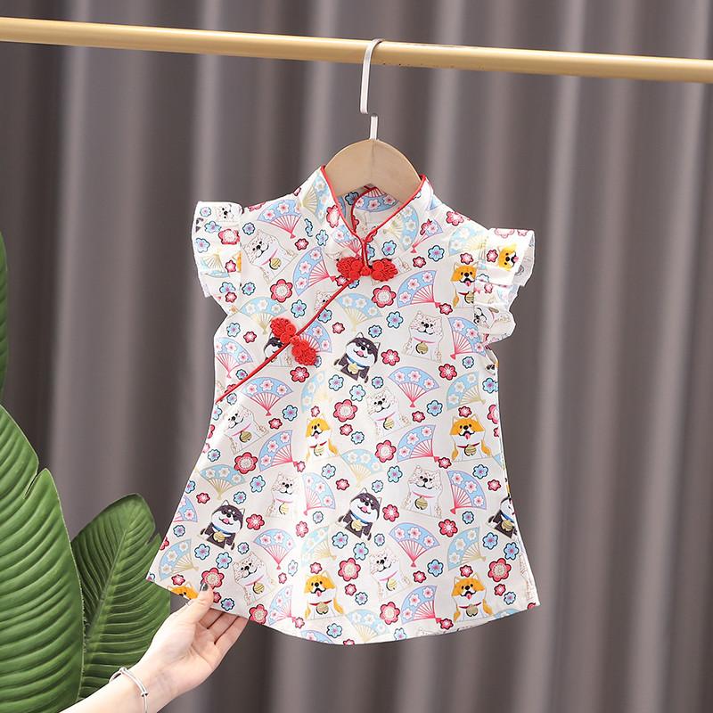 Product Introduction of Trang Phục Han Phong Cách Trung Quốc Mùa Hè Cho Bé Gái Sườn Xám, Ngắn Tay, Váy Cải Tiến Cho Bé Mỏng, Bộ Sưu Tập Mới Mùa Hè 2024 váy  baby tee vaybe đầm  xinh 4
