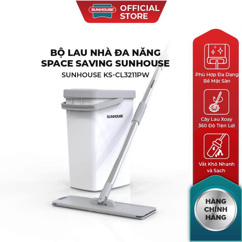Bộ lau nhà tự vắt thông minh xoay 360 độ Space Saving SUNHOUSE KS-CL3211PW-PB 2 màu - Lau Sàn - Cây Lau Nhà