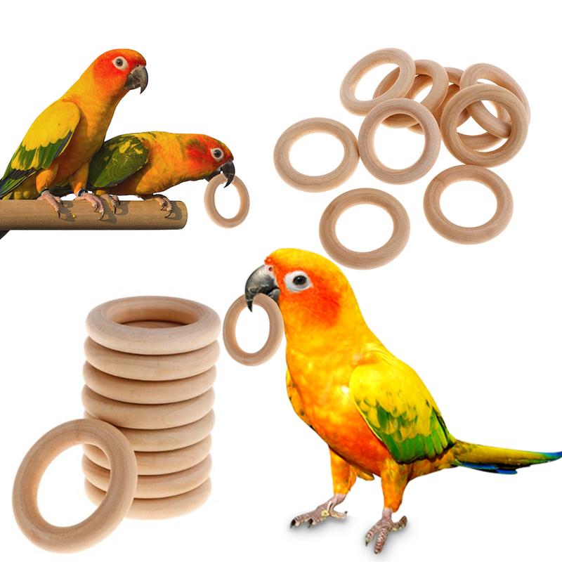 10Pcs Pet Bird Parrot Intelligence Toys Natural Wooden Ring Parrot Training Toy Chew Bite Toys For Budgies Parakeet Growth Toy Bird Supplies DIY Accessories Home Decoration #436669 6