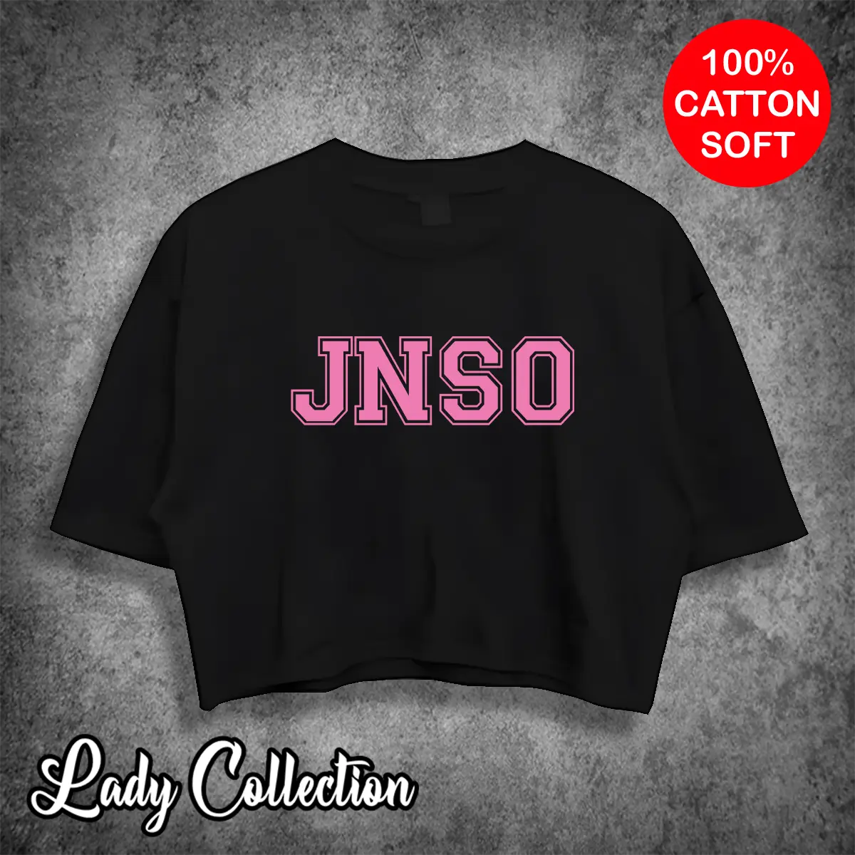 KAOS OVERSIZE CROP TEE JNSO Combed Sablon Soft Wanita T-Shirt Popular M