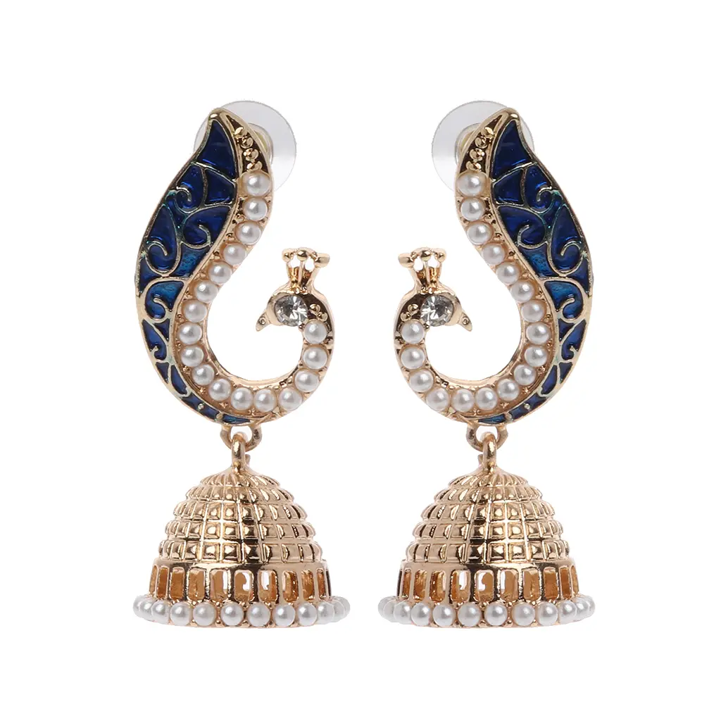 Gypsy Jewelry Charm Indian Bollywood Peacock Earrings Jhumka Jhumki Drop Earring