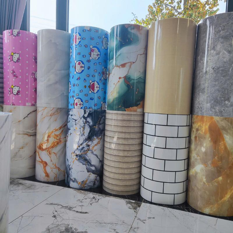 [Combo 10 cuộn] xốp dán tường THP vân đá phủ pvc khổ lớn 3 mét , rộng 60 cm sẵn keo tráng nhôm