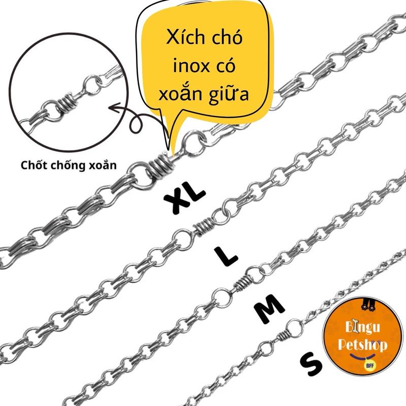 Dây Inox Dắt Chó - Dây Xích Chó Inox ( Có Xoắn Giữa )