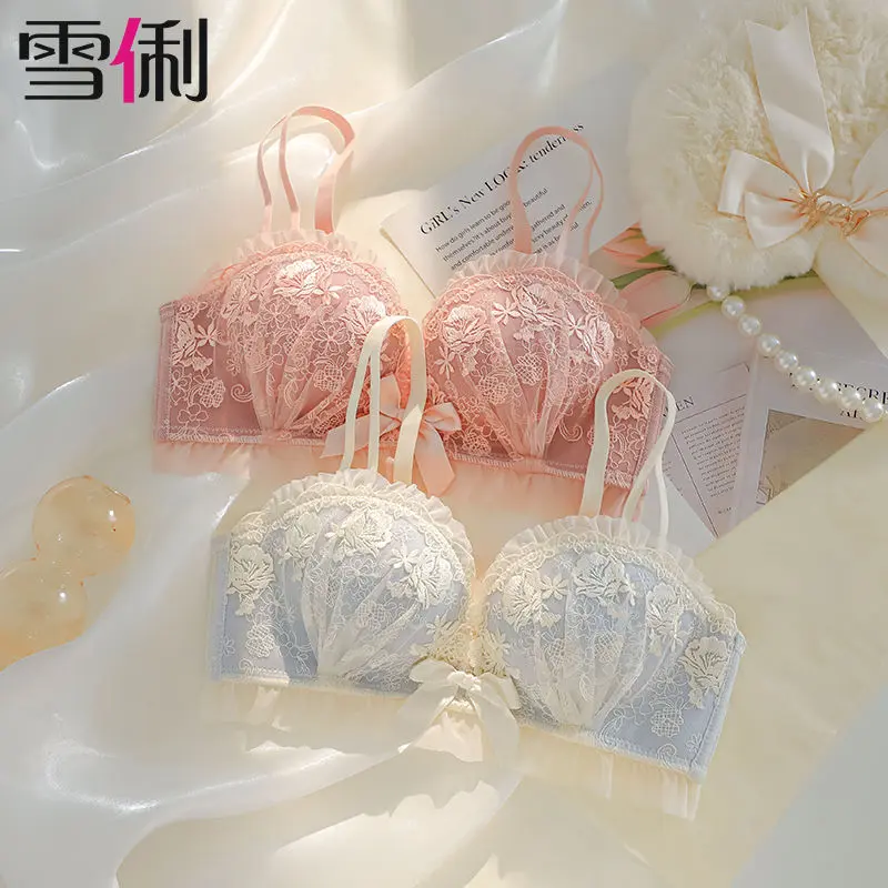 Bra Lace Wireless Bra for Small Busts, Side Support, Lingerie, Comfort, Bridal, Print,  Anti-Sagging, Sweet & Sexy Design, Push-Up Bra for Women Womenswear