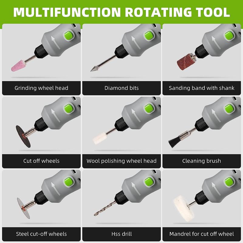 Product Introduction of Electric Drill Die Grinder Engraver Polisher with 4V Mini Cordless Rotary Tools Set Kit For Huepar tools RT4-basic 15000RPM 18