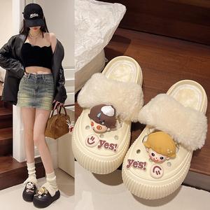 可愛くて暖かいリバーシブルコットンスリッパ 冬用 ベルベット生地取り外し可能 ふわふわ快適履き心地 室内&室外兼用 多目的デザイン