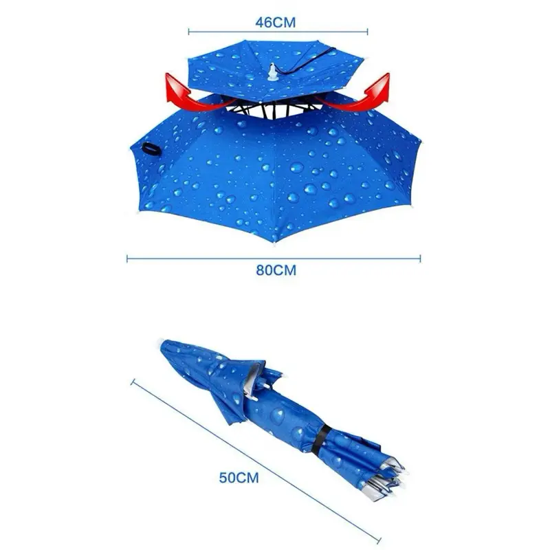 ￼Mũ Ô Đội Đầu 2 Tầng Che Nắng Mưa, Câu Cá, Dã Ngoại - Đồ Câu Lộc Tài 8668