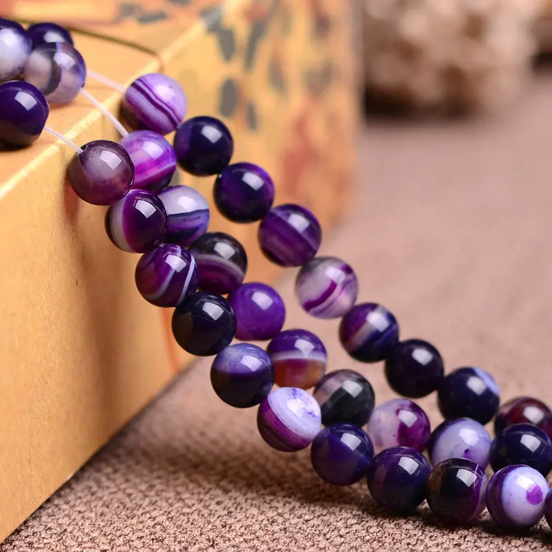 [6PCS] Batu Purple Stripe Agate | Kode : BT-109