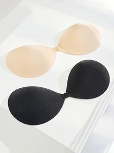 女性用2個のソリッドなプッシュアップニップルカバー、2024年夏の女性用インビジブルプッシュアップブラ、自己粘着性のシリコーンシームレスバックストラップレスブラ、レディースランジェリーアクセサリー、Aサイズアップをご注文ください。
