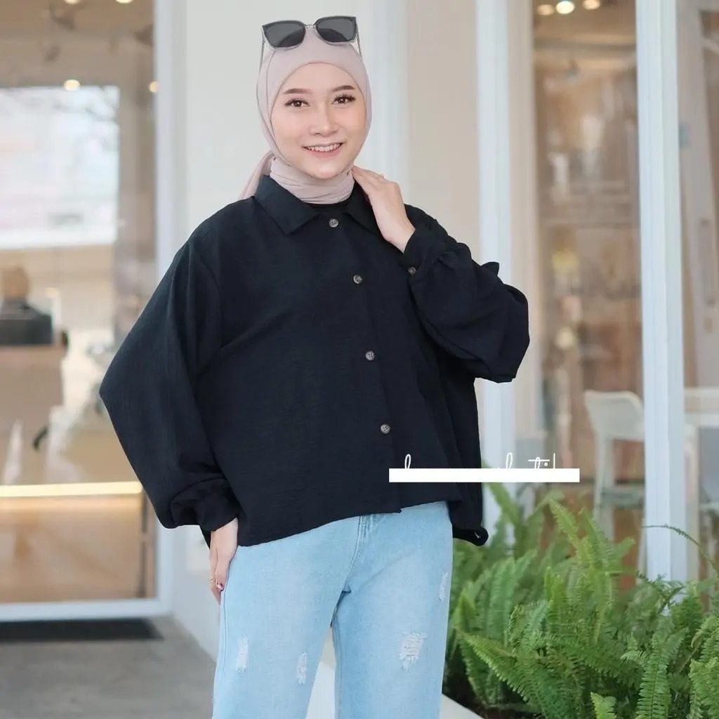 kemeja crinkle crop
