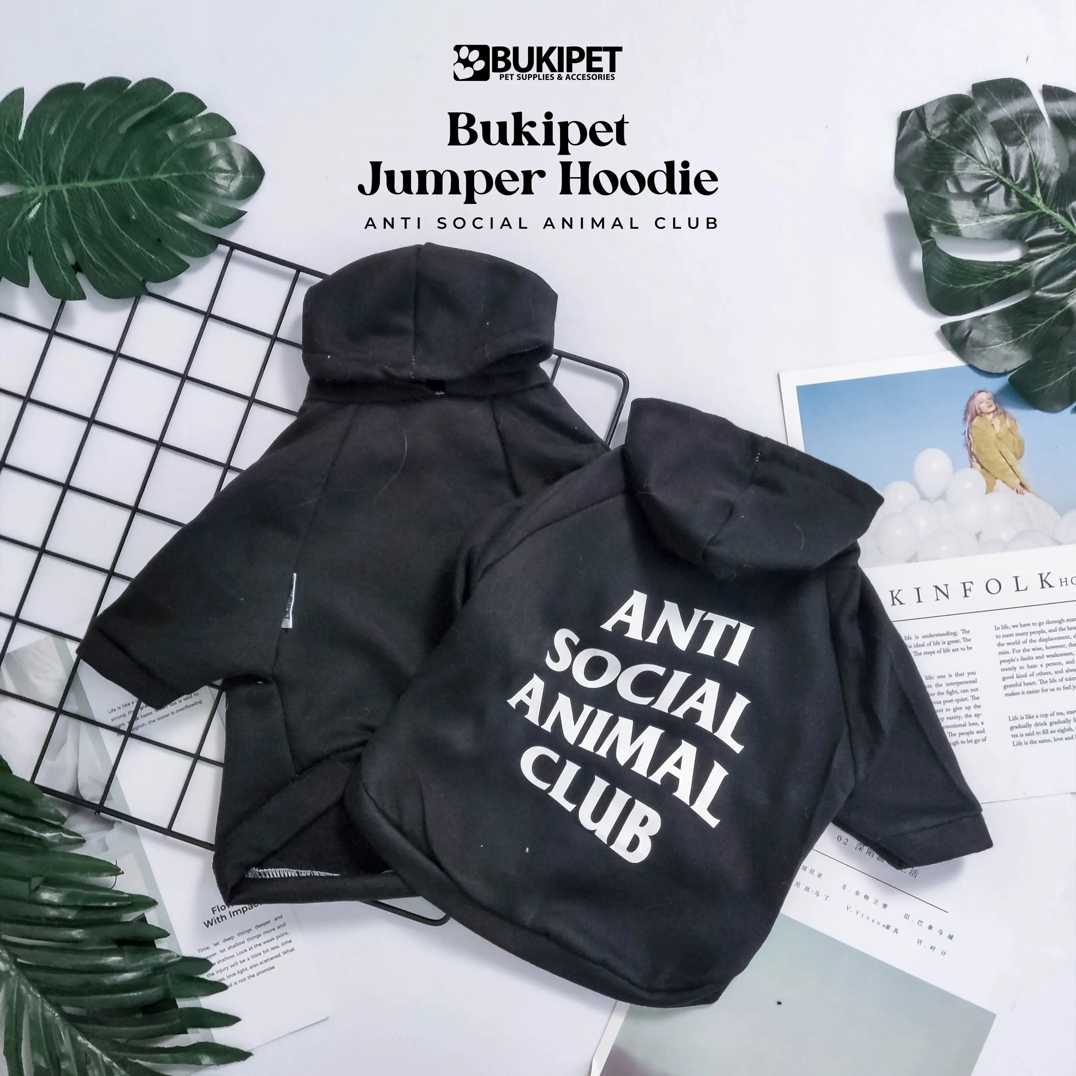 baju kucing laki laki cewek lucu gemoy murah aksesoris hewan peliharaan - HOODIE ANTI SOCIAL ANIMAL CLUB