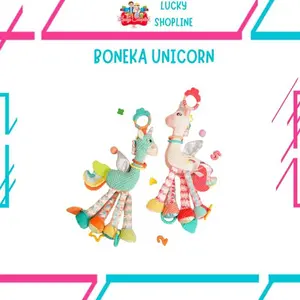 [BIG SALE] BONEKA UNICORN Mainan Gantung Stroller Boneka Bayi Gantungan Teether Hanging Toys Biru Putih