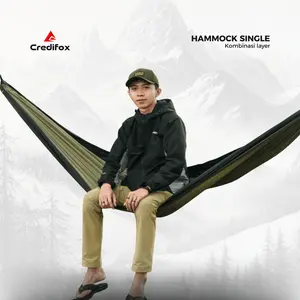 CREDIFOX Hammock Single Kombinasi Warna - Ayunan Camping - Hamok Outdoor - Tempat Tidur Gantung - Hemok Outdoor