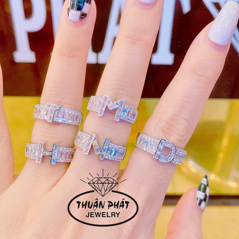 Phụ Kiện Nhẫn Nữ Chữ Cái N01012 Đủ Chữ Đeo Tay Sang Trọng Trang Sức Bạc Ý Xi Kim - Bạc Thuận Phát