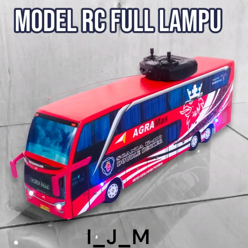 Miniatur Bus Agra Mas SDD Scania RC Control Remot Remote Toys Suara Telolet Basuri Hadiah Led Lampu Miniatur bus telolet basuri 2