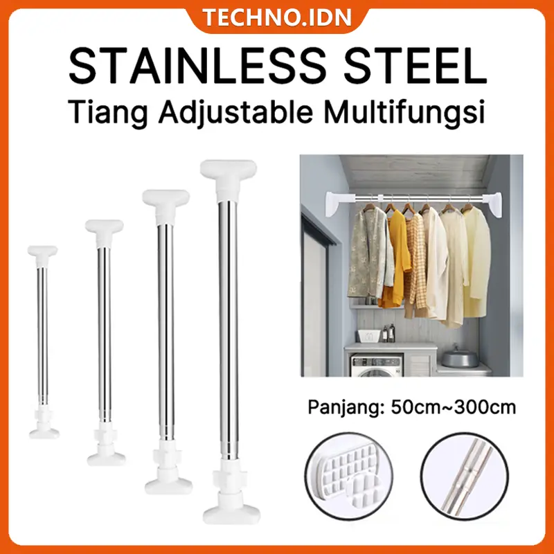Adjustable 50-300cm Fleksibel Tiang Pipa/Tiang Tanpa Paku/Tiang Kamar Mandi/Tiang Serbaguna