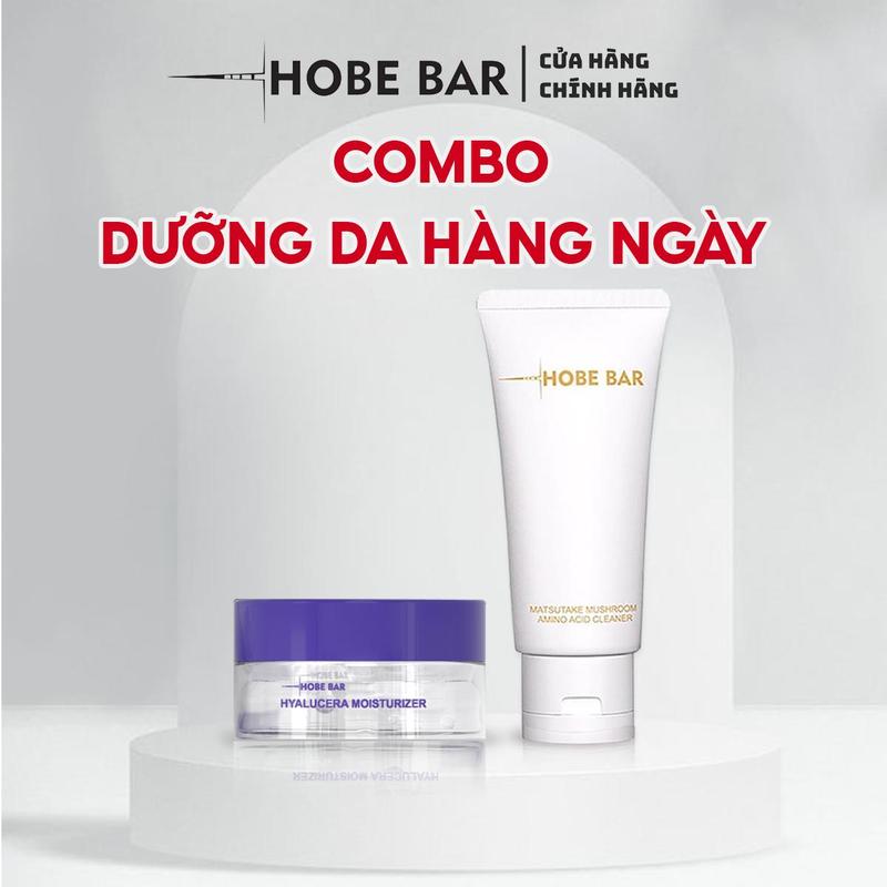 [COMBO DƯỠNG DA HÀNG NGÀY]  Sữa Rửa Mặt Và Kem Dưỡng Ẩm HOBE BAR Hỗ Trợ Làm Sạch Và Dưỡng Ẩm Da