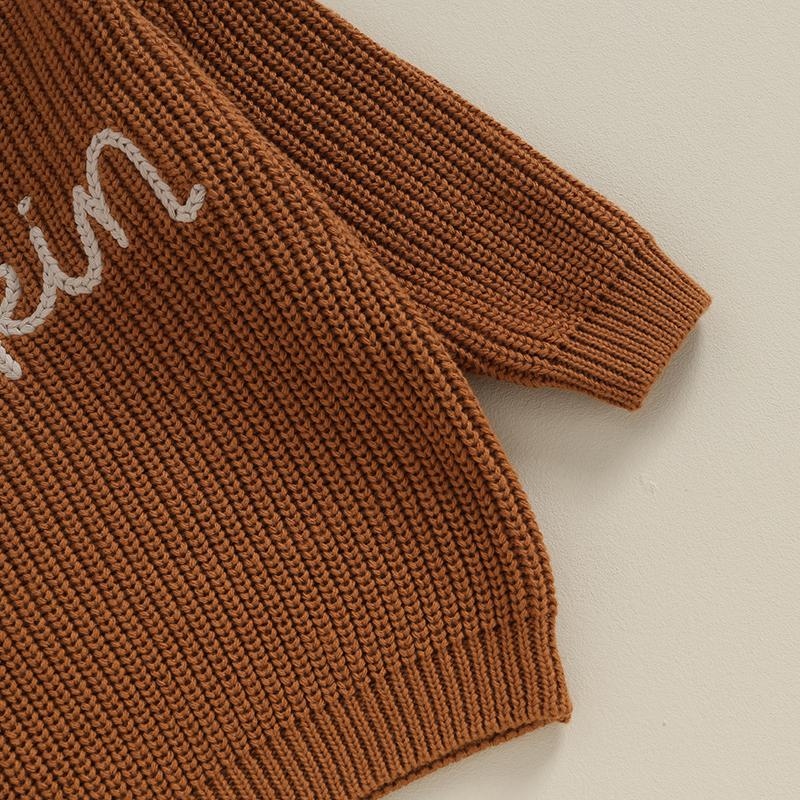 Product Introduction of Toddler Girls Autumn Winter Knit Sweater Long Sleeve Crewneck Letter Embroidery Pullover Knitwear 41