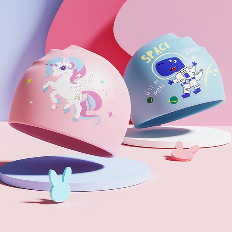 Product Introduction of Children's Swimming Cap Boys And Girls Long Hair Waterproof Head Training Professional Swimming Cap Silicone Cap 8