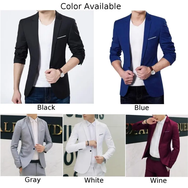 Bộ Đồ Nam Thường Ngày Dáng Ôm Trang Trọng, Hàng Mới Về, Có Cúc, Áo Khoác Blazer, Áo Khoác, [Hàng Có Sẵn] 6