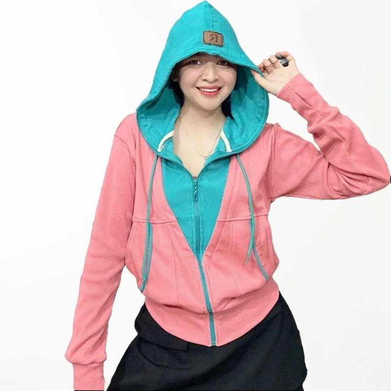 Áo khoác, Phối 2 màu hình V cho nữ, Vải gân tăm dày dặn, chống nắng- G21 a o Women