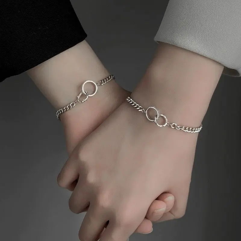 Vòng Tay Cặp Đôi, Thiết Kế Đặc Biệt Phong Cách Instagram, Dành Cho Nam Và Nữ, Một Cặp, Cành Gỗ Núi, Bạc 925, Thích Hợp Làm Quà Tặng Ngày Lễ Tình Nhân