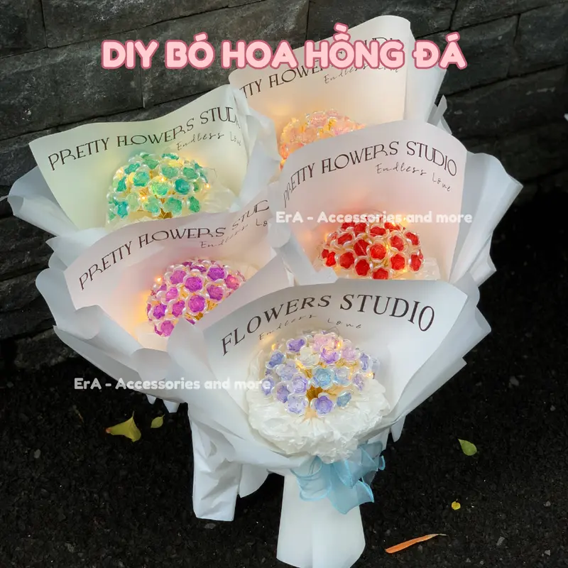 [DIY] Set Tự Làm Bó hoa hồng đá handmade làm quà tặng sinh nhật, tặng Valentine, tặng 8/3 tặng người yêu, mẹ, chị em gái,cô giáo 2