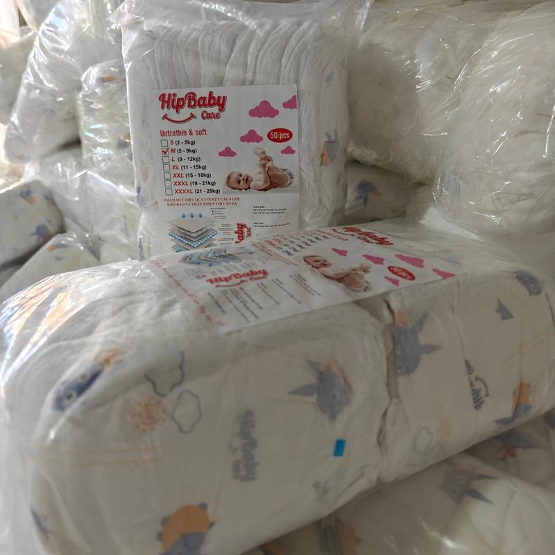 Combo 100 tã HIPBABY CARE mỏng đủ size Từ S-4XL. mặt thấm hút 3D. có miếng dán sau cho bé. voi hạt SAP nhật thấm 600ml tả  100 tả  baby bỉm quần bỉm  may