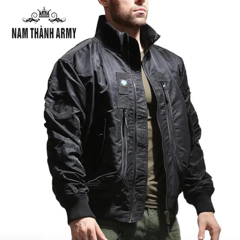 Áo Khoác Pilot Phi Công Lính Mỹ Vải Dù Cao Cấp 2 màu Xanh/Đen Nam Menswear Jacket