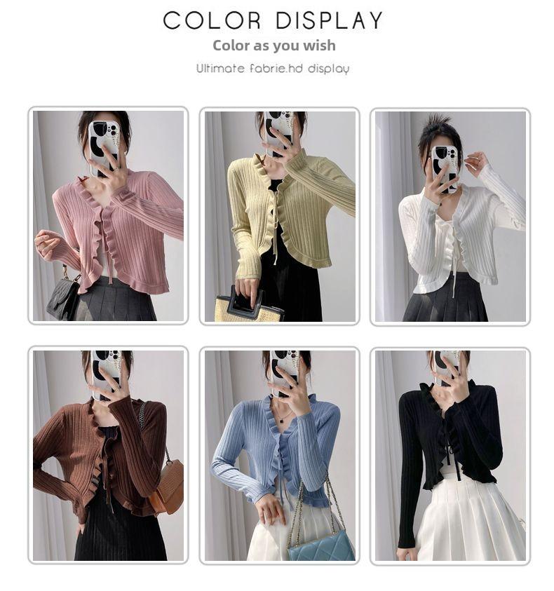 Product Introduction of Áo Cardigan Dệt Kim, Chống Nắng, Áo Cánh Che Kín Ngoài Mỏng Cho Nữ, Khăn Choàng Mùa Hè, Áo Khoác Vai Nhỏ Bằng Lụa Lạnh 23