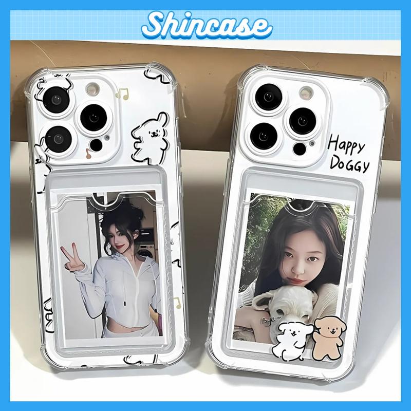  Ốp Lưng iPhone Cún Nhỏ Xinh Dẻo Đựng Thẻ Chống Sốc Bảo Vệ Camera - iP 6 6s 7 8 Plus X XS XR 11 12 13 14 15 16 17 Pro Max 