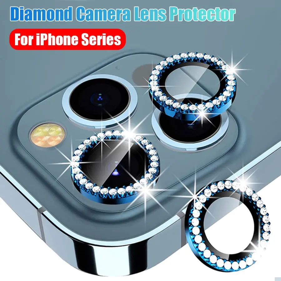 Diamond Camera Lens Metal Ring Protector Cap With Tempered Glass For iPhone 11 12 13 14 Mobile Phone Screen Protector Silicone Crocodile Getah