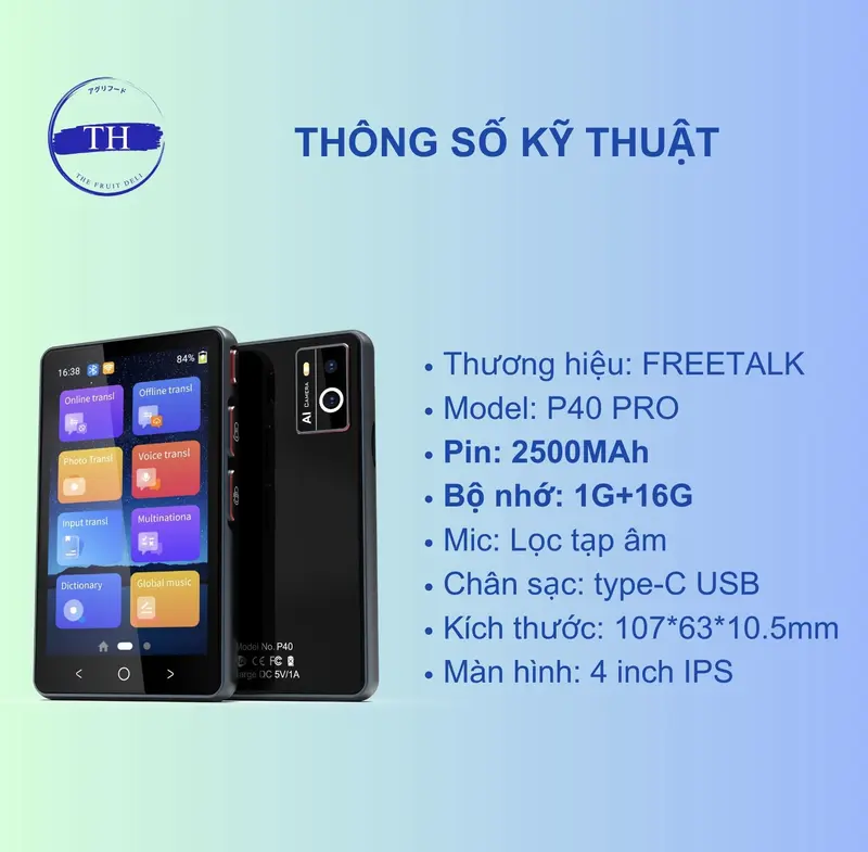 Máy Phiên Dịch 138 Ngôn ngữ FREETALK P40 PRO không cần mạng SẴN HÀNG Bảo hành 12 tháng - Dành Cho Người Thường Xuyên Làm Việc Với Nước Ngoài - Học Ngoại ngữ - Đi Du lịch - Có nguồn gốc xuất xứ hàng hoá 1