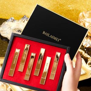 Long Lasting Velvet Matte Lipsticks, 6 Counts/set Waterproof Golden Tube Matte Lip Balm, Sweat Proof Moisturizing Matte Lipstick for All Occasions Lip Makeup for Women