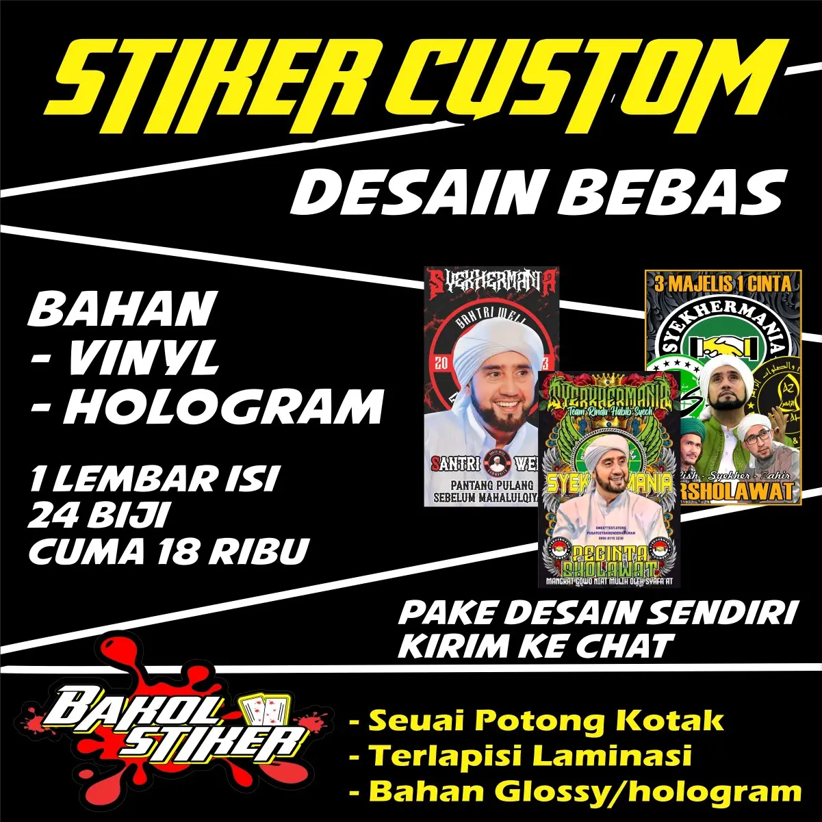 Stiker Custom / Pakek Desain Sendiri - Shop | Tokopedia