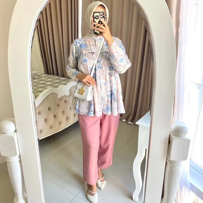 Tamara Oneset Setelan Wanita Rayon Motif Bunga Lengan panjang 6