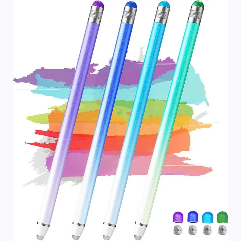 Colorful Stylus Pen, 4 Counts Precision Double Fiber Tip Stylus Pen, Tablet & Computer Accessories Compatible with Apple iPad/iPhone/Android/Tablets