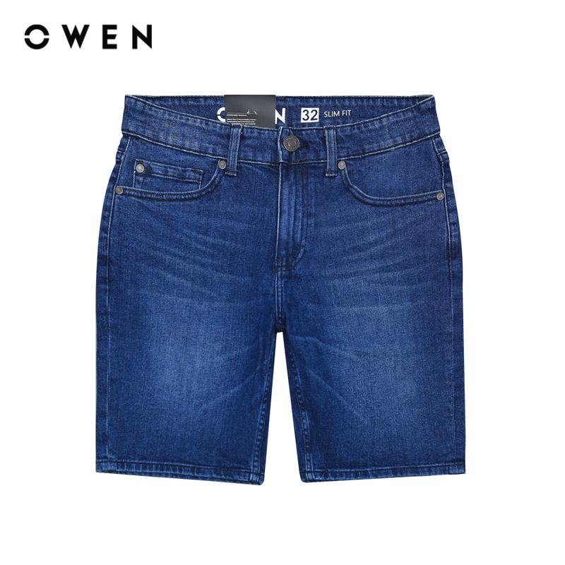 OWEN - Quần short Jeans Nam Có Túi Form Slim Fit SJ231828 màu Xanh đậm chất liệu Cotton Spandex - Menswear Pants