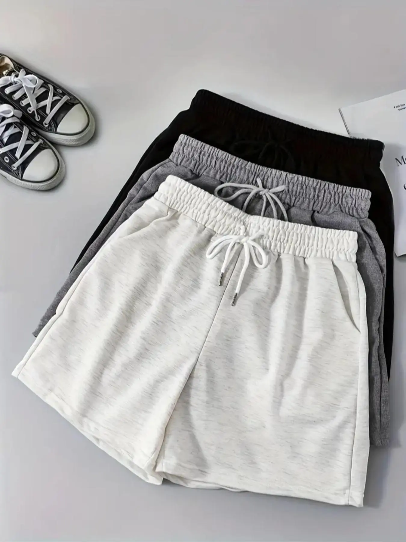 Women's Solid Drawstring Waist Sports Shorts, Casual Comfy Breathable Shorts for Daily Outdoor Wear, Ladies Sportswear for All Seasons
